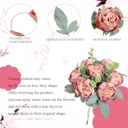 50Pcs Artificial Peonies Flowers, 4’’ Dusty Pink Peonies Fake Flowers Heads for Table, Faux Silk Peony Arrangements for Wedding, Valentine, Engagement, Party, Coffee, Dining Decorations - color: Dusty Pink