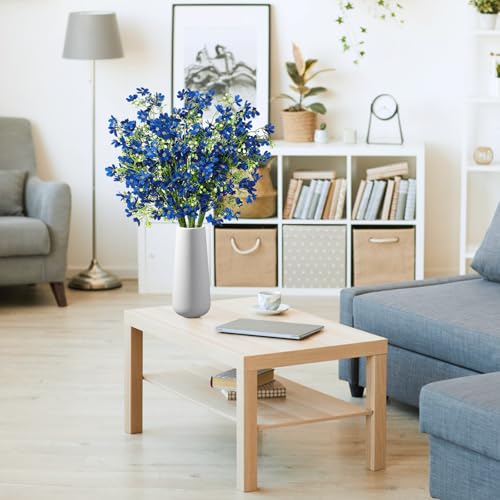 TOCHGREEN 10PCS Artificial Silk Flowers with Long Stems Faux Bulk Babys Breath Flowers Fake Silk Flowers Bouquet for Floral Arrangement Tall Vase Home Wedding Table Centerpieces Decor (Blue) - color: Blue