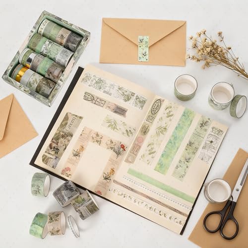 24 Rolls Washi Tape Set, Floral Decorative Tape for Scrapbooking,Junk Journal Supplies,DIY Art Crafts,Planners, Bullet Journaling and Wrapping(Secret Garden Series) - color: Secret Garden Series