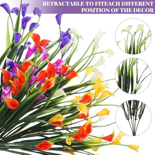 Thiccywoov Artificial Cemetery Flowers with Vase Set of 2 Artificial Calla Lily Bouquet Graveyard Memorial Flowers for Spring Summer Cemetery Headstones Decoration - color: Multicolored, size: Calla Lily