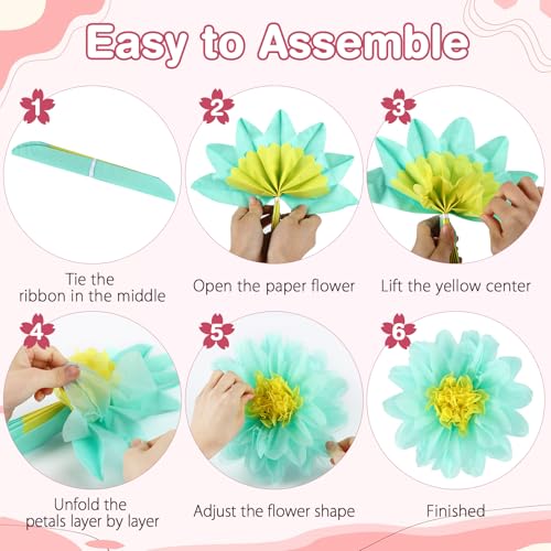 BestoFun 14 PCS Pastel Tissue Paper Flowers – Party Decorations for Birthday, Baby Shower, Wedding, Bridal Shower, and Spring or Holiday Events - color: Pastel