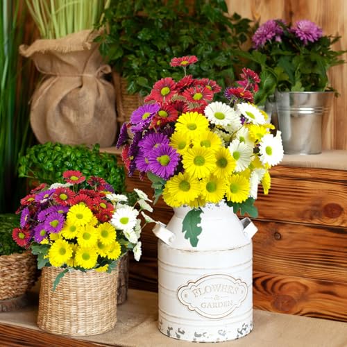 8 Bundles Artificial Silk Gerbera Daisy Flowers Fake Outdoor Bouquet Realistic Bulk Bouquet UV Resistant for Garden Front Porch Pots Home Indoor Table Vase Decoration (Multicolor) - color: Multi Color