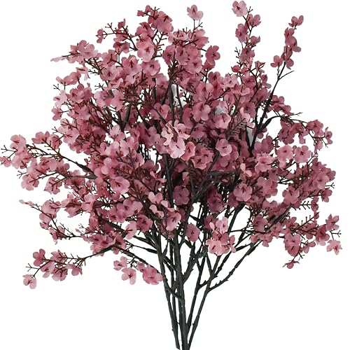 Mandy's 6 Bundles Artificial Dusty Pink Baby’s Breath Flowers | 18.5 Inch Silk Gypsophila European Style Modern Home Decor Centerpiece Neutral Wedding Flower Arrangements - color: Dusty Pink