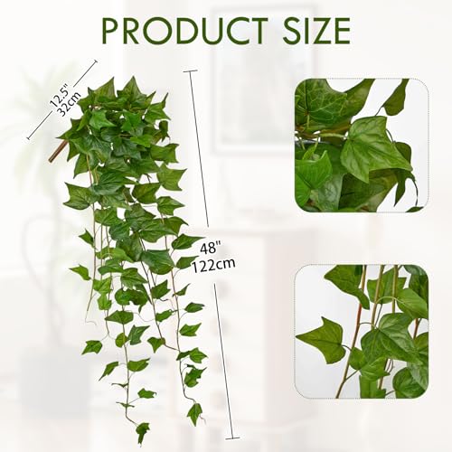 24" Artificial Hanging Plant Ivy Vine Green Plants Decorative Artificial Plants Fake Hanging Plants for Window Wall Decorations - color: Ivy, size: 48-inch