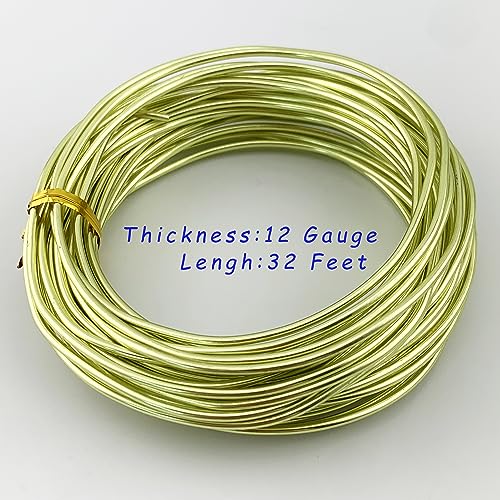 11 Yard Aluminum Wire Bendable Metal Wire Jewelry Craft Wire Beading Floral Making Jewelry Making Doll Making (12 Gauge, Fluorescent Green) - color: Fluorescent Green, size: 12 Gauge