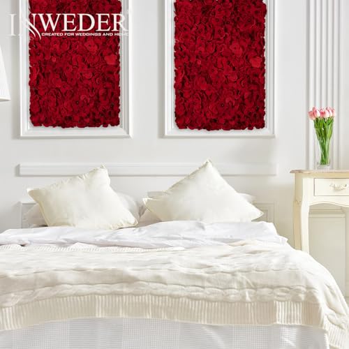 Flower Wall Panel Backdrop: 6 Pcs 24 x 16 Inch Red Artificial Hydrangea Floral Panels - color: Red, size: 6 PCS