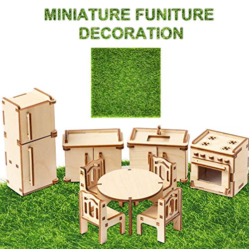 Mudder 10 Pcs Fake Grass for Crafts 6 x 6 Inches Artificial Grass Fairy Garden Turf Simulation Moss Turf Miniature Ornament for DIY Ornament Decoration