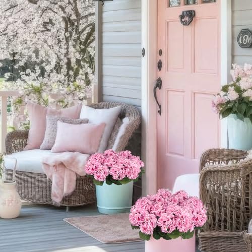 CISDUEO 4 Pcs Artificial Geranium Flowers for Outdoors Silk Geraniums Flowers Outdoor Purple Pink Faux Geraniums for Planters Outdoor Decor Indoor Garden Patio Grave Cemetary Table Centerpiece - color: Purple Pink