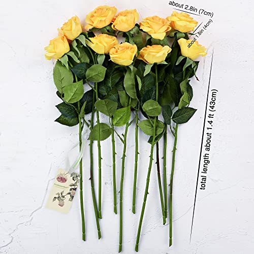 FiveSeasonStuff Fake Roses Wedding Flowers Real Touch Silk Apricot Orange Artificial Flowers 12 Stems - color: Apricot Orange