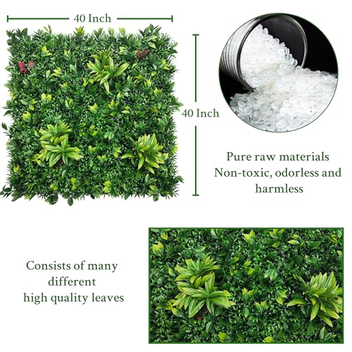 ODTORY Artificial Boxwood Panels: 40" x 40" (11.5 sqft) UV-Anti Fake Grass Ivy Privacy Hedge Greenery Backdrop Fence Wall Screen for Garden Fence Covering Privacy, Outdoor Indoor Home Decor - color: Green, size: 20x20 in 4P