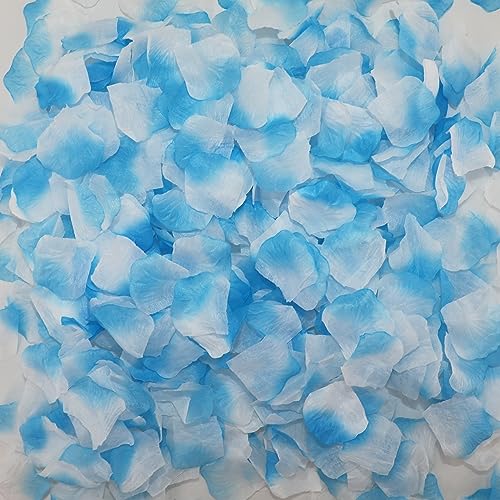 CODE FLORIST 2200 PCS Silk Rose Petals for Valentine's Day,Fake Rose Petals for Romantic Night,Wedding,Proposal Anniversary Flower Decorations(Light Blue with White) - color: Light Blue With White, size: 2 Inch