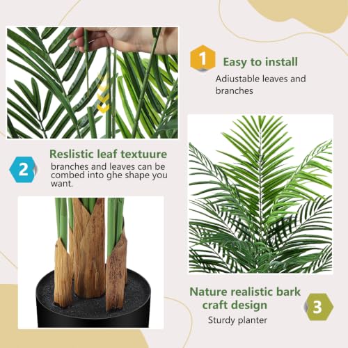 Artificial Areca Palm Plant 5.5Ft Fake Tropical Palm Tree Perfect Faux Dypsis Lutescens Plants in Pot for Indoor Outdoor House Home Office Garden Modern Decoration Housewarming Gift - size: 5ft 6in