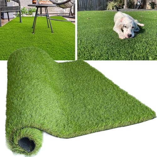 Petgrow Luxurious Artificial Grass Realistic Turf 1 X 21 Feet,1.57 Inch Pile Height Ultrathick Indoor/Outdoor Dog Fake Faux Grass,Synthetic Grass Rug Garden Landscape Patio,Drainage Holes - size: 1 X 21 Feet