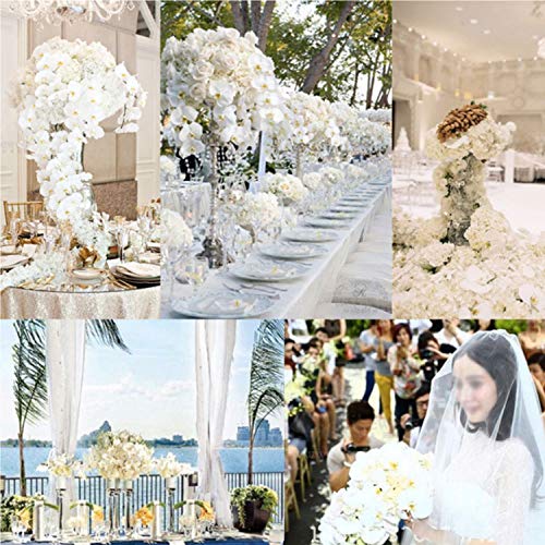 FagusHome 31" Artificial Silk Phalaenopsis Flowers 3 Pcs with 2 Bundles Leaves Artificial Orchid Flowers Stem Plants in Fake Butterfly Phalaenopsis Flowers for Home Wedding Party Décor (White)