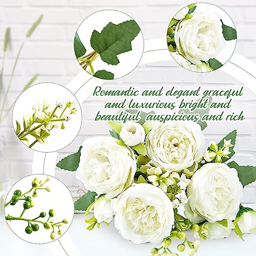 Jexine Artificial Peonies Flowers Bouquet Silk Faux Peony Fake Peonies Artificial Flowers Bouquets for Vase Floral Arrangements Wedding Home Table Decoration(Colorful,12 Bundles) - color: Multicolored