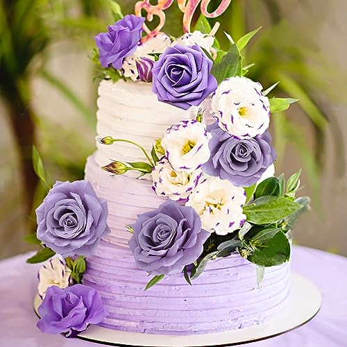 AGIRL Artificial Flowers Combo Silk Mix Purple Fake Flowers with Stems for DIY Wedding Bouquets Centerpieces Arrangements Table Chair Decor Baby Shower Home Decor - color: Purple