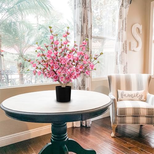GnFlus 21.6" Artificial Cherry Blossom Tree, Pink Fake Cherry Blossoms Flowers Arrangement Realistic Faux Flowers in Pot for Home Office Desk Table Centerpiece Wedding Decor - color: Pink, size: 21.6 inch