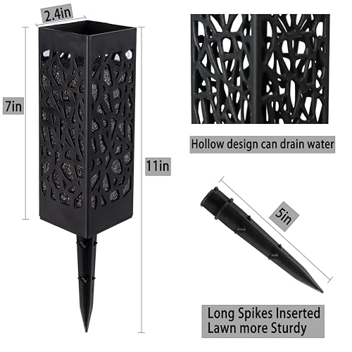 LVXINLI 2 Sets Artificial Cemetery Flowers,Memorial Flowers,Beautiful Arrangements for Headstones,Black Plastic vase with Drainage Hole Long Spikes Outdoor Memorials (red) - color: Red