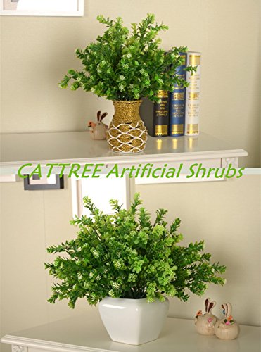 CATTREE Artificial Plants, Faux Plastic Bean Flowers Shrubs Fake Grass Leaves Simulation Greenery Bushes Indoor Outside Home Garden Office Yard Verandah Wedding Decor - 4 Pcs - color: Bean Shrubs-4 Pcs