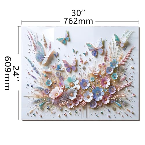 DAIFURONGE Butterfly Tempered Glass Backsplash for Kitchen, 30" x24'' | Frameless, Easy to Cleansplash - size: 30"L x 24"W