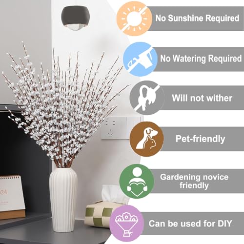 Wootkey 5pcs 29.5" Faux Jasmine Artificial Flowers Tall White Floral Branches Stem for Home Wedding Vase Filler Party DIY Decoration - color: White, size: 5pcs-29.5''