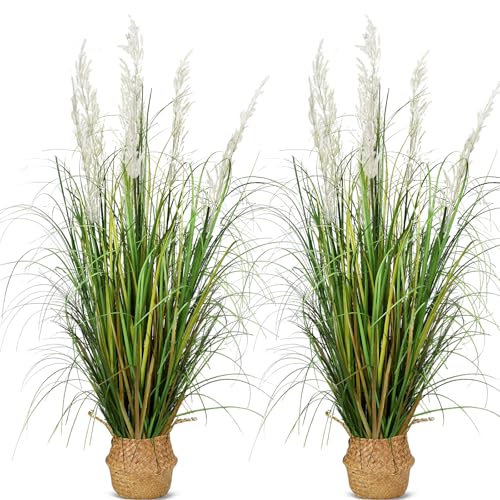 47in Tall Artificial Pampas Grass, 2-Pack Fake Plants for Indoor Outdoor Floor Decor, Large Faux Greenery for Garden Patio Home Lobby - color: 2pack Green