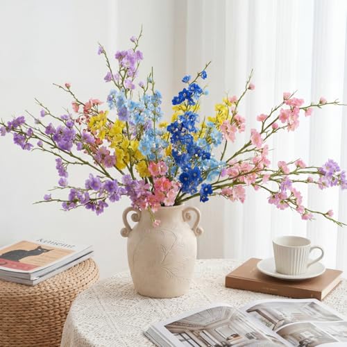 Tigeen 20 Stems Artificial Baby's Breath Flowers – 27" Tall Silk Faux Wildflower Bouquet for Large Tall Vase – Fake Floral Spring Decorations for Wedding Party Spring Table Centerpiece & Home Decor - color: Multi Color