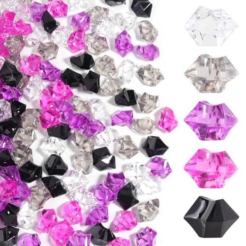 150 Pcs Fake Ice,17 * 23mm,Purple Series Acrylic Gems Vase Filler,Plastic Diamonds for Table Decoration DIY Craft Aquarium Display Party Centerpieces. - color: Purple Series, size: 17MMx23MM