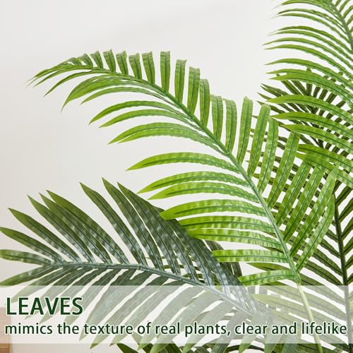 Artificial Palm Tree Indoor, 6FT Fake Floor Plants Large Tropical Silk Plant with Black Square Planter, Faux Areca Palm Plant Artificial Tree in Pot for Home Room Office Outdoor Patio Decor
