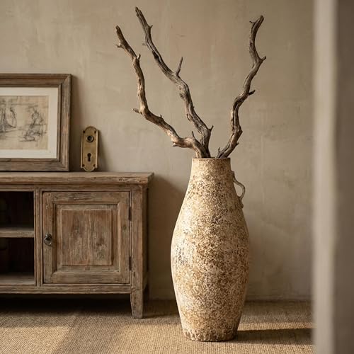 Ceramic Rustic Farmhouse Vase,Extra Large Terra Cotta Vase, Huge Pottery Decorative Flower Vases for Living Room Entryway Table Centerpiece Decor(19.6'' X 8.7'' x 8.7'')(Bottle) - color: Bottle