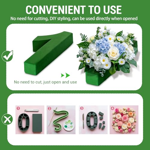 Leinuosen 12inch Dry and Wet Floral Foam Numbers Blocks Green Foam Blocks for Fresh and Artificial Flowers for Weddings Birthday Flower Arrangement Craft Project Garden Decoration(Number 1) - style: Number 1