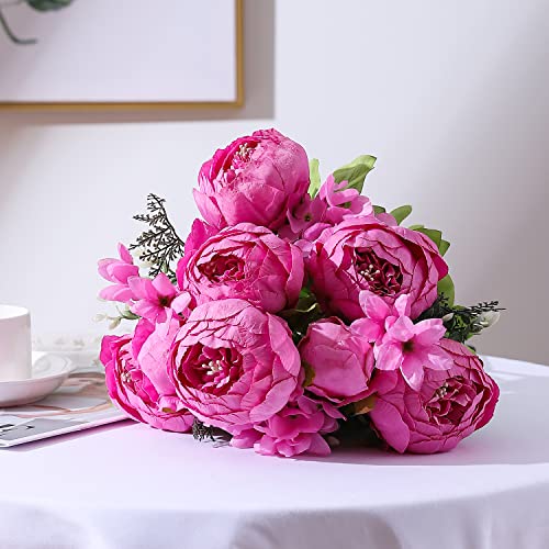 Duovlo Springs Flowers Artificial Silk Peony Bouquets Wedding Home Decoration,Pack of 1 (Spring Peach Pink) - color: Spring Peach Pink