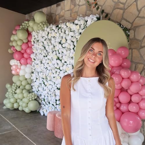 Artificial Flower Wall Panels, 3D Silk Rose White Floral Backdrop for Wedding, Baby Show, Party and Home Decor, Quick Assembly/Storage, Both Eco ＆ Pet Friendly, 4ft*8ft - color: Whiterose, size: 4ft*8ft