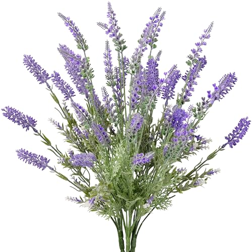 FiveSeasonStuff Hazy Purple Artificial Lavender Flowers 14.6 inches 4 Stems - color: Hazy Purple Lavender Bouquet