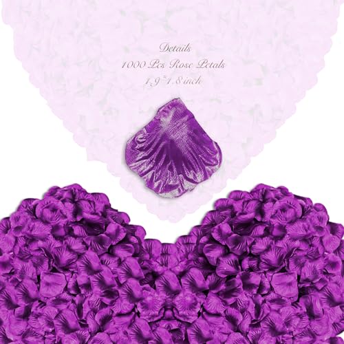 Pyrrhiax 2000 pcs Rose Petals, Artificial Flower Petals Fake Rose Petals for Romantic Night,Wedding,Proposal Anniversary Flower Decorations (Deep Purple) - color: Deep Purple, size: 2000pcs