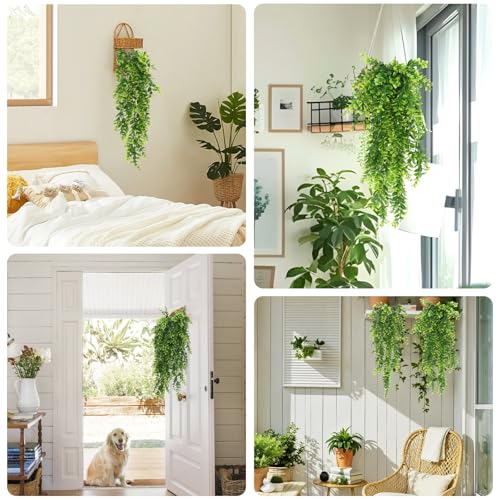 RECUTMS Artificial Hanging Leaves Plants 4Pcs Indoor Fake Vines Ivy Leaves Plastic Greenery Resistant Plastic for Wall Wedding Party Porch Garden Decoration(Green) - color: Style2-green