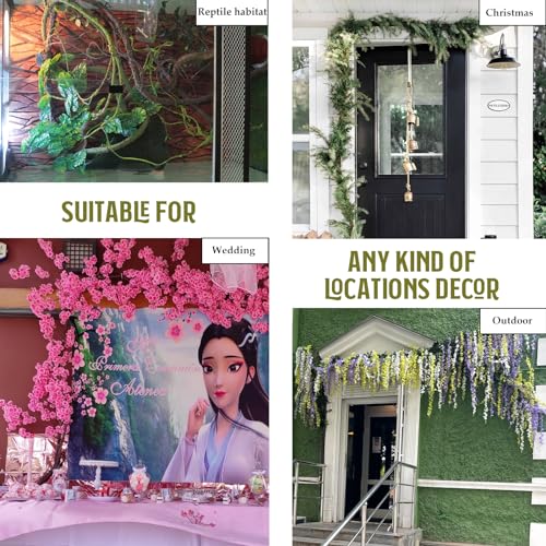 118 inch Big Artificial Green Tree Branches Ivy Grapevine Garland Fake Tree Trunk Wall Door Hanging Plants Twigs Moss for Garden Home Wedding Outdoor Jungle Leaves Room Decoration - size: Large