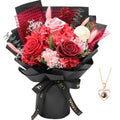 Casaido Preserved Flowers for Delivery, Mothers Day Red Flower Bouquets with Necklace, Forever Real Roses Anniversary Birthday Valentines Day Christmas Rose Gifts for Women Mom Wife Girlfriend - color: Red