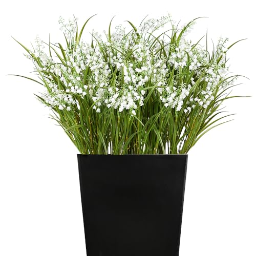 Melorca&Guilla Artificial Plants 6PCS 21.5“ Fake Tall Onion Grass,Faux Grass Plant,Artificial Greenery Shrubs Bushes for Garden Porch Window Box Shop Office Home Décor - color: Middle Onion Grass