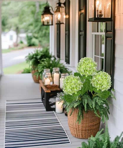 26" Artificial Hydrangea Flower with 6.6" Large Bloom, Realistic Gradient Silk Flowers, Faux Hydrangeas for Home Wedding Centerpiece Decor, Big Petal Fake Floral Arrangement, Indoor Outdoor Display - color: Green, size: 3PCS