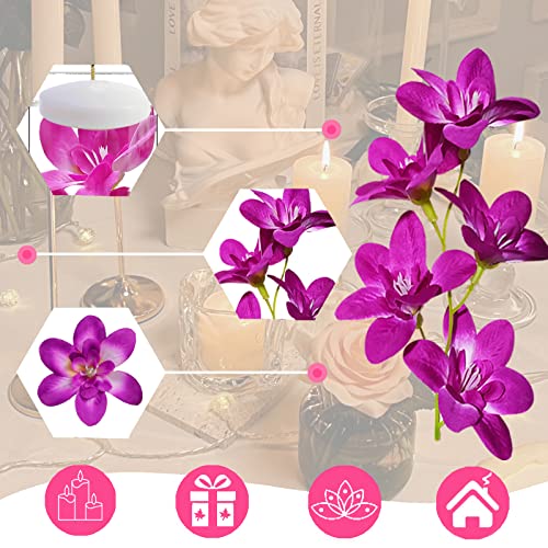 10 Pcs Artificial Flowers for Floating Candles Centerpiece Purple Orchid Faux Flower Vase Fillers for Birthday Wedding Dinning Table Party Home Bar Restaurant Decor - color: Onecolor