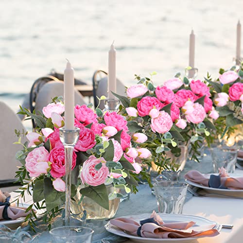 Yunlly 16 Packs Artificial Peony Flowers Faux Peonies Bouquet Silk Vintage Wedding Home Table Door Decor Reusable Bouquet Rose Flowers for Bridal Wedding Birthday Home(Pink,Peony) - color: Pink, size: Peony