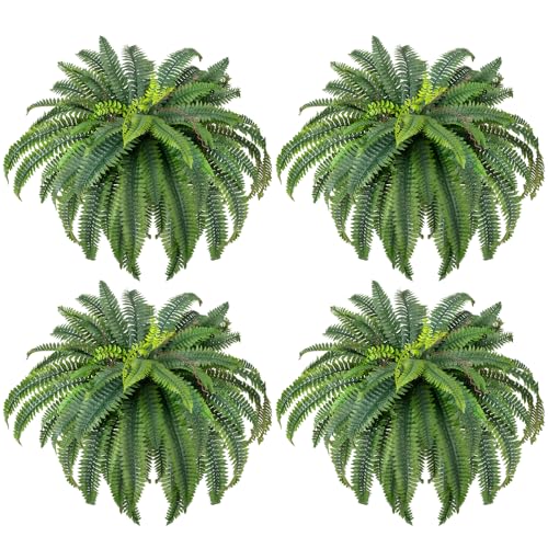 CQURE 45" Fake Ferns Artificial Plants Large,Set of 4 Artificial Boston Ferns Hanging Fake Plants for Outdoors Planter Home Garden Decor,60 Branches - size: 45'' 60 leaves-4pcs