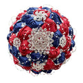 Bridal Wedding Bouquet with Silver Rhinestones Brooch Pearl Bouquet for Bride Bridesmaid Quinceanera Satin Rose Artificial Flower Bouquet Wedding Burgundy and Navy Blue 8.3in - color: Burgundy & Navy, size: Diameter: 8.3 inches