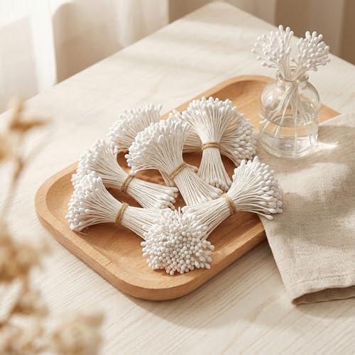 shuielai 700 Pcs 2Mm Handmade Artificial Flower Stamen DIY Craft Floral Core for Wedding Bouquet Home Decor Party Scrapbooking Artificial Flower Making Craft Project