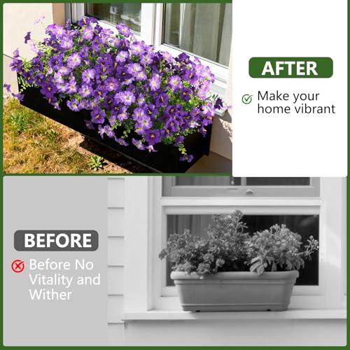 INQCMY Artificial Fake Flowers for Outdoors Decoration,12 Bundles Silk Colorful Morning Glory with Eucalyptus UV Resistant Look Real Faux Flowers for Planter Door Garden Porch Patio Balcony Yard - color: Dh Double Purple
