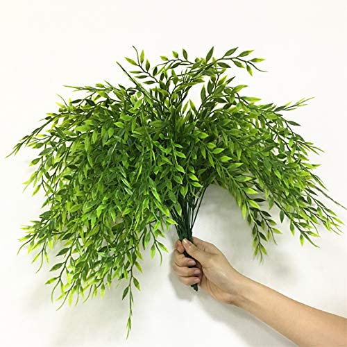 CATTREE Artificial Weeping Willow, Plastic Plants Greenery Leaves Fake Hanging Vine Faux Ivy Garland UV Resistant for Indoor Outdoor Garden Baskets Wedding Party Table Decor Decoration 4 Pack - color: Weeping Willow-4 Pcs