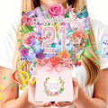 21st Birthday Cards, Light and Music 21 Years Old Happy Birthday Card, Rose Lily Orchid and Butterflies, 10 InchForever Flower Bouquet 3D Pop Up 2005 Birthday Gift Card for Women Wife Mom Daughter Sister - size: 2005-21st