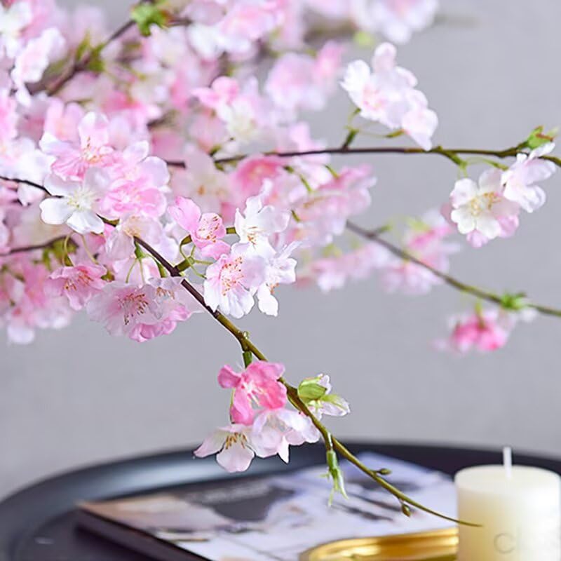 4Pcs Cherry Blossom Branches, 42.13in Artificial Cherry Blossom Tree Stems, Artificial Flowers Faux Silk Plum Blossom Branches, Artificial Cherry Blossom Decor for Home,White(No Vase) - color: White, size: 4Pcs