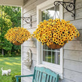 Zythrem Artificial Flowers Hanging Basket UV Resistant Faux Flower Hanging Baskets for Outside Large Silk Hanging Sunflower Decor Fake Mums for Front Porch Yard Gardeng Patio Summer - size: 13in
